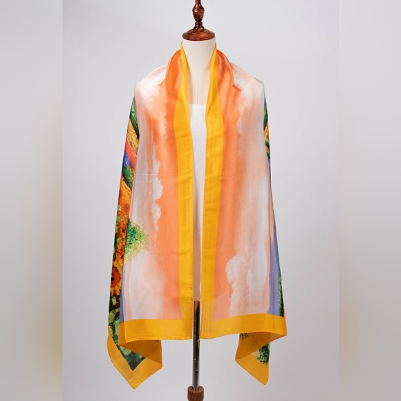 🆕️ 100% Silk Sunflower Scarf 🌻 - Picture 4 of 4